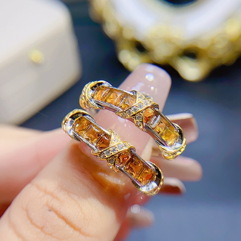 Natural citrine wedding band
