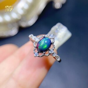 Australian Black Opal Ring Buy Adjustable Rhodium Plated 925 Sterling Silver Jewelry